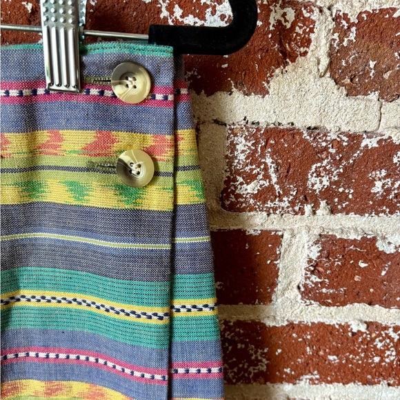 Vintage Jigsaw patterned multi color wrap mini skirt - Picture 2 of 6